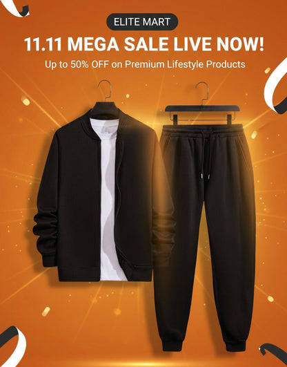 🖤 Men’s Premium Fleece Track Suit (Black Edition)